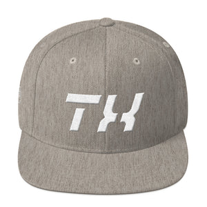 Texas - Flat Brim Hat - White Embroidery - TX - Many Hat Color Options Available