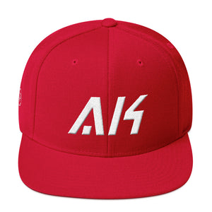 Alaska - Flat Brim Hat - White Embroidery - AK - Many Hat Color Options Available