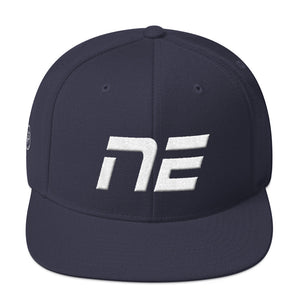 Nebraska - Flat Brim Hat - White Embroidery - NE - Many Hat Color Options Available