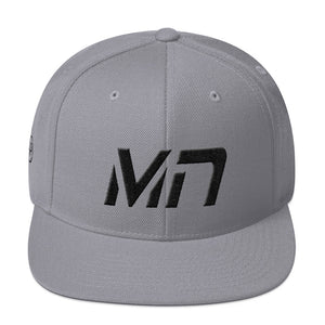 Minnesota - Flat Brim Hat - Black Embroidery - MN - Many Hat Color Options Available