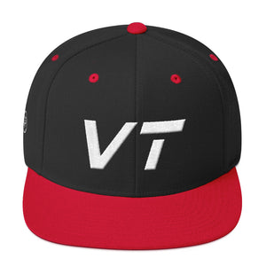 Vermont - Flat Brim Hat - White Embroidery - VT - Many Hat Color Options Available
