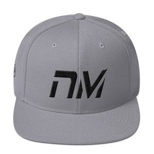 New Mexico - Flat Brim Hat - Black Embroidery - NM - Many Hat Color Options Available