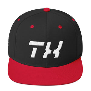Texas - Flat Brim Hat - White Embroidery - TX - Many Hat Color Options Available