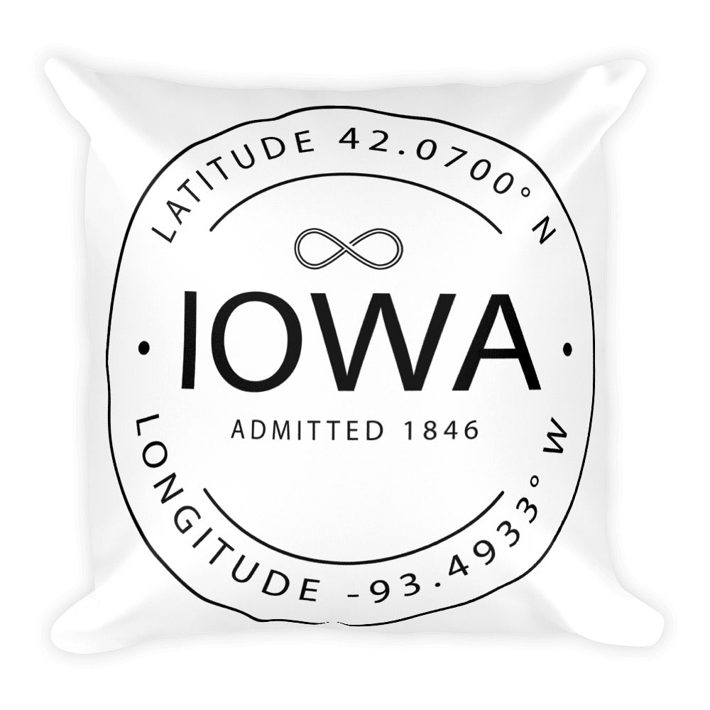 Iowa - Throw Pillow - Latitude & Longitude