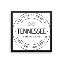 Tennessee - Framed Print - Latitude & Longitude