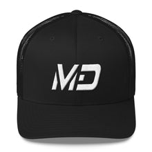 Maryland - Mesh Back Trucker Cap - White Embroidery - MD - Many Hat Color Options Available