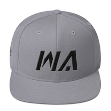 Washington - Flat Brim Hat - Black Embroidery - WA - Many Hat Color Options Available