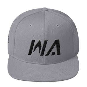 Washington - Flat Brim Hat - Black Embroidery - WA - Many Hat Color Options Available