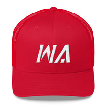 Washington - Mesh Back Trucker Cap - White Embroidery - WA - Many Hat Color Options Available