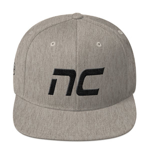 North Carolina - Flat Brim Hat - Black Embroidery - NC - Many Hat Color Options Available