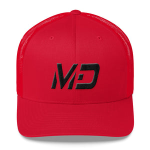 Maryland - Mesh Back Trucker Cap - Black Embroidery - MD - Many Hat Color Options Available