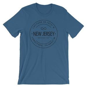 New Jersey - Short-Sleeve Unisex T-Shirt - Latitude & Longitude