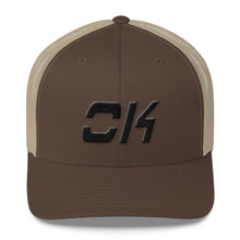 Oklahoma - Mesh Back Trucker Cap - Black Embroidery - OK - Many Hat Color Options Available
