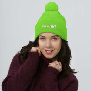 Margo's Collection - #wwmd (what would Margo do) - White Embroidery - Pom-Pom Beanie - Different hat colors available