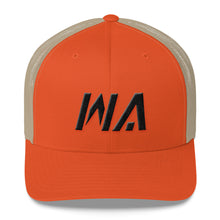 Washington - Mesh Back Trucker Cap - Black Embroidery - WA - Many Hat Color Options Available