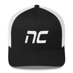 North Carolina - Mesh Back Trucker Cap - White Embroidery - NC - Many Hat Color Options Available