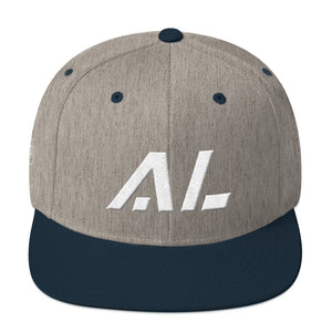 Alabama - Flat Brim Hat - White Embroidery - AL - Many Hat Color Options Available