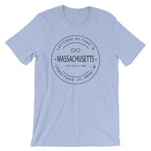 Massachusetts - Short-Sleeve Unisex T-Shirt - Latitude & Longitude