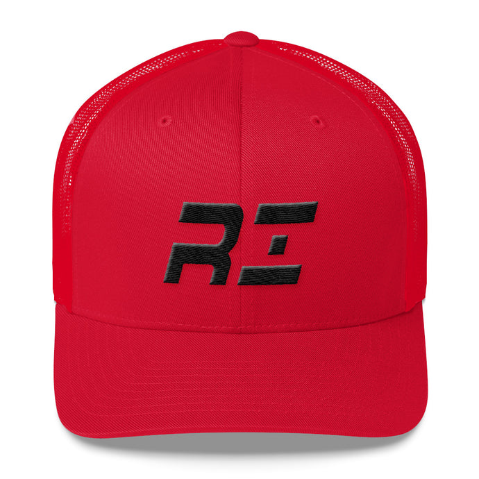 Rhode Island - Mesh Back Trucker Cap - Black Embroidery - RI - Many Hat Color Options Available