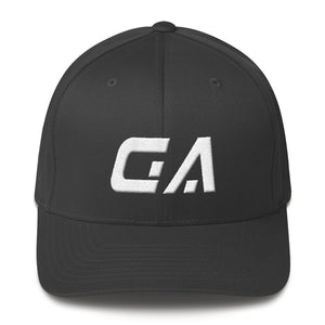 Georgia - Structured Twill Cap - White Embroidery - GA - Many Hat Color Options Available