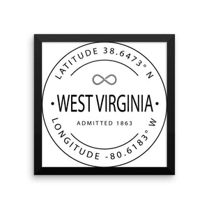 West Virginia - Framed Print - Latitude & Longitude