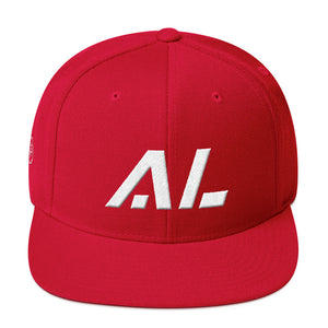Alabama - Flat Brim Hat - White Embroidery - AL - Many Hat Color Options Available