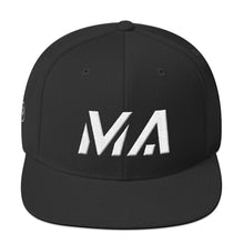 Massachusetts - Flat Brim Hat - White Embroidery - MA - Many Hat Color Options Available