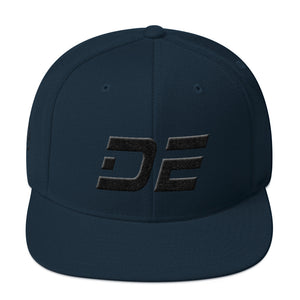 Delaware - Flat Brim Hat - Black Embroidery - DE - Many Hat Color Options Available