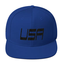 USA Designs - Embroidered Flat Brim, Snapback Hat - USA