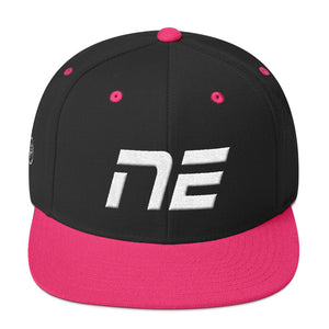 Nebraska - Flat Brim Hat - White Embroidery - NE - Many Hat Color Options Available