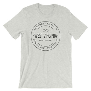 West Virginia - Short-Sleeve Unisex T-Shirt - Latitude & Longitude