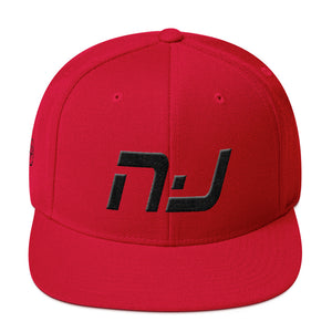 New Jersey - Flat Brim Hat - Black Embroidery - NJ - Many Hat Color Options Available