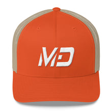 Maryland - Mesh Back Trucker Cap - White Embroidery - MD - Many Hat Color Options Available