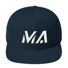 Massachusetts - Flat Brim Hat - White Embroidery - MA - Many Hat Color Options Available