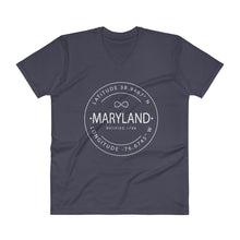 Maryland - V-Neck T-Shirt - Latitude & Longitude