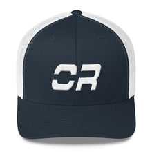 Oregon - Mesh Back Trucker Cap - White Embroidery - OR - Many Hat Color Options Available