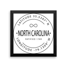 North Carolina - Framed Print - Latitude & Longitude