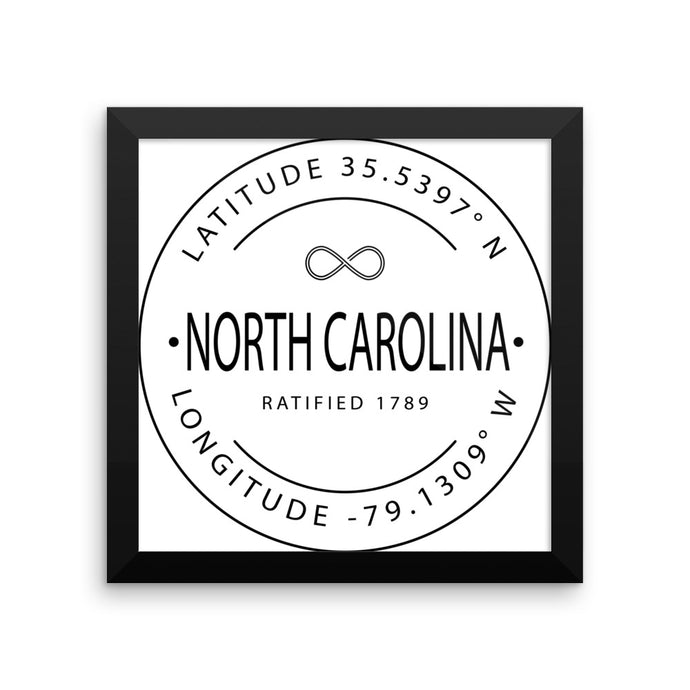 North Carolina - Framed Print - Latitude & Longitude